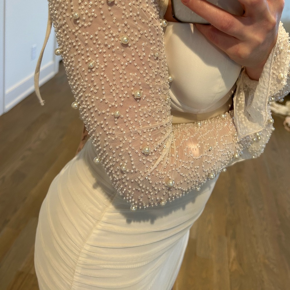 OhPolly Embellished Long Sleeve Mini Dress